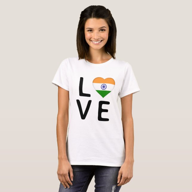 T-shirt Love - Drapeau indien (Devant entier)