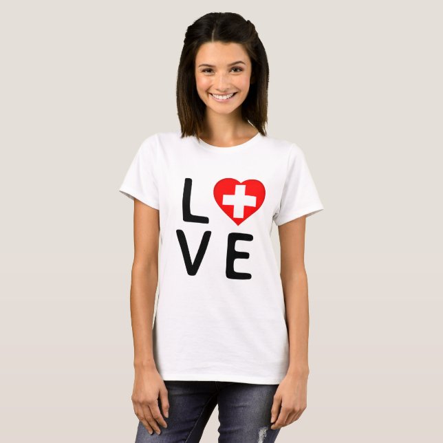 T-shirt Love - Drapeau Suisse (Devant entier)