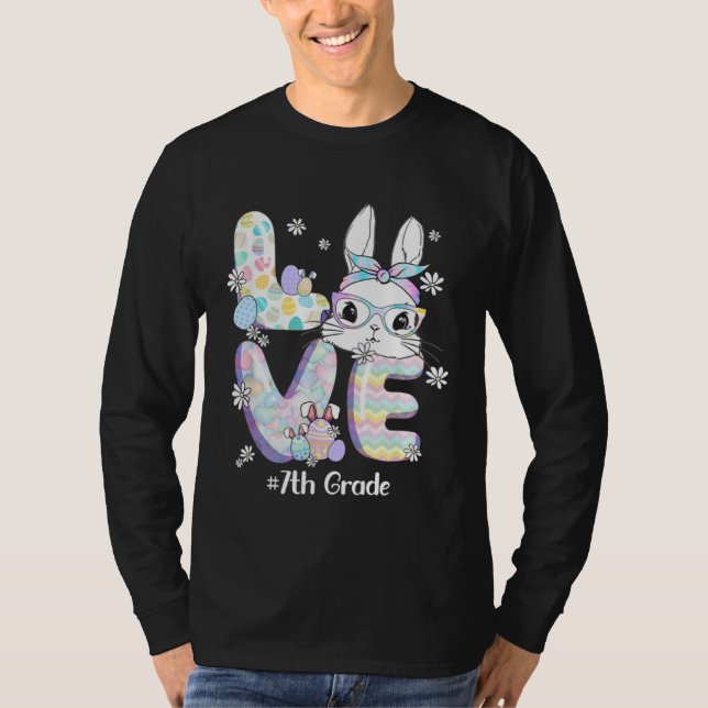 T-shirt Love Easter 7th Grade Teacher Bunny Cute Face Happ (Devant)