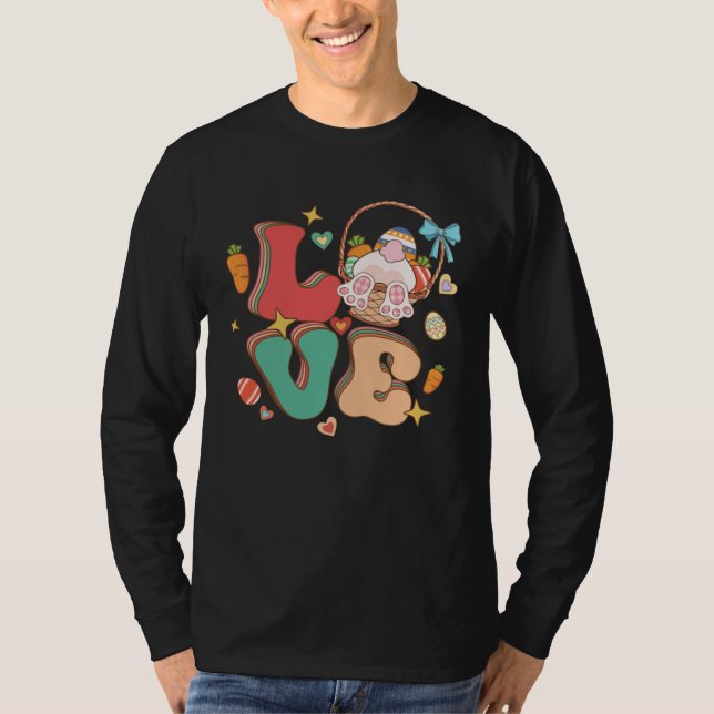 T-shirt Love Easter Groovy Bunny Retro Groovy Easter Day (Devant)