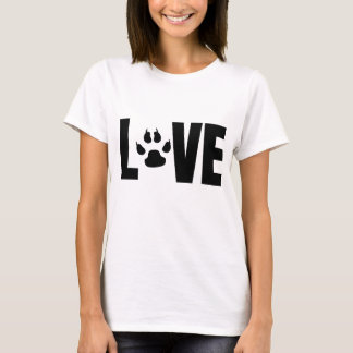 T-shirt LOVE Empreinte de patte Bold Black Pet Lover Desig