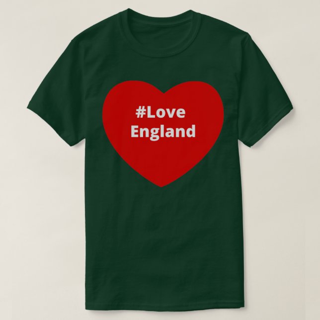 T-shirt Love England Hashtag Heart (Design devant)