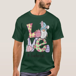 T-shirt Love Enseignant Vie Pâques Gnome Panier de chasse