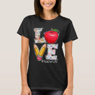 T-shirt LOVE Enseignant Vie Pomme Crayon Appréciation de l