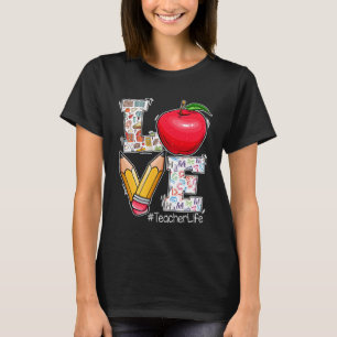 T-shirt LOVE Enseignant Vie Pomme Crayon Appréciation de l