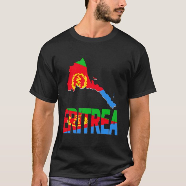 T-shirt Love Eritrea With Eritrean Flag Inside Eritrea Map (Devant)