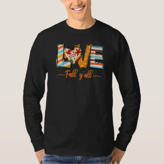T-shirt Love Fall Y'All Leopard Fall Pumpkin  Thanksgiving