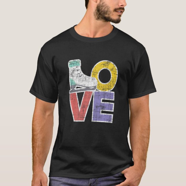 T-shirt Love Figure Patinage de glace Patinage Danser (Devant)