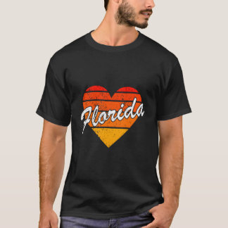 T-shirt Love Florida Retro Coeur Vintage Sunset Hommes Fem