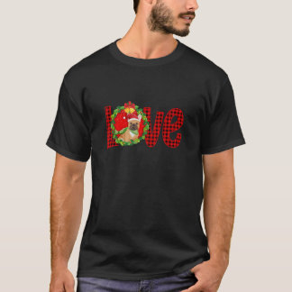 T-shirt Love French Bulldog Dog Love Christmas Red Plaid B