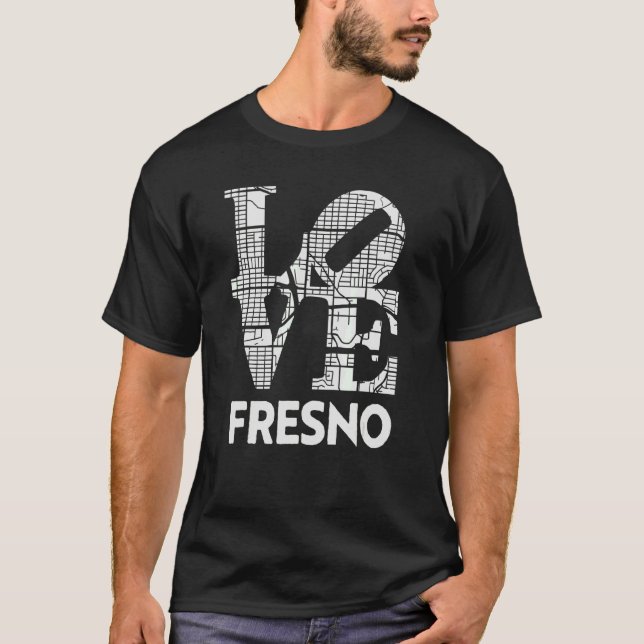 T-shirt Love Fresno City Map De Fresno 559 (Devant)