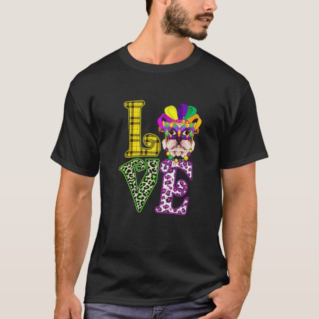 T-shirt LOVE Funny Mardi Gras French Bulldog Dog Leopard P (Devant)