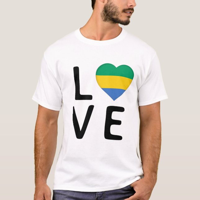 T-shirt Love - Gabon Drapeau (Devant)