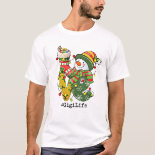 T-shirt LOVE Gigi Life Snowman Lumières de Noël Pyjama W