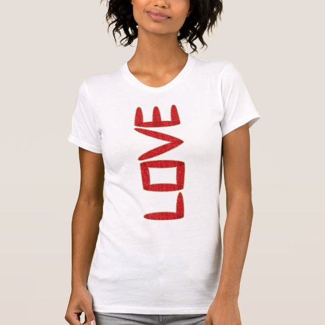 T-shirt Love Girly Red Lettres de Parties scintillant or B (Devant)