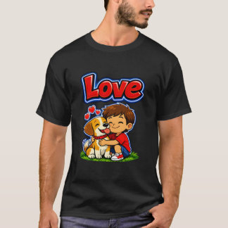 T-shirt Love Glow – Garçon et Chien s'embrassant