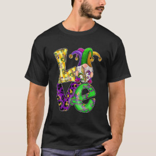 T-shirt Love Gnome Cute Mardi Gras Leopard Plaid Love Nord
