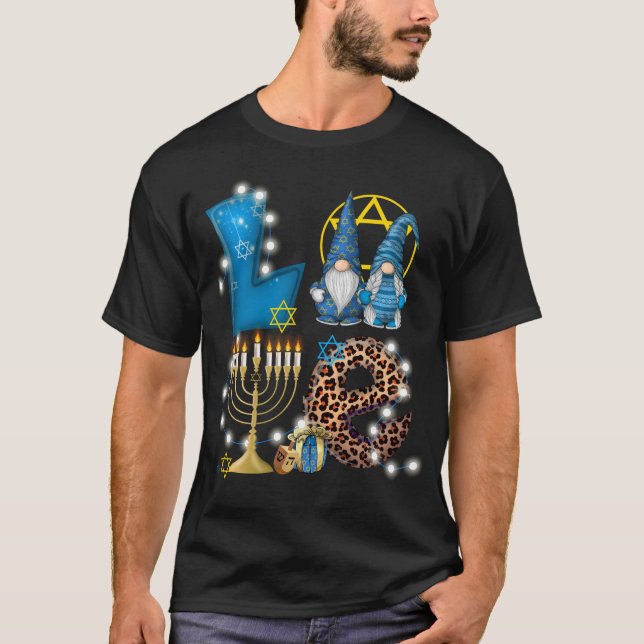 T-shirt LOVE Gnomes Hanoukka Décorations Chanukah (Devant)