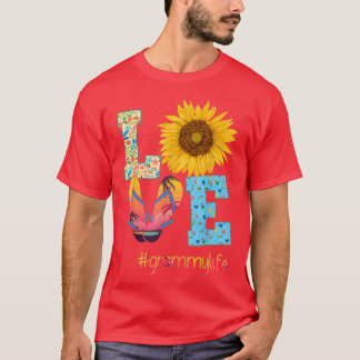 T-shirt LOVE Grammy Vie Tongs Tournesol Été Mère