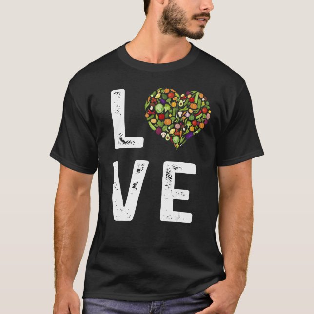 T-shirt Love Green Vegetables mignonne Salade saine Alimen (Devant)