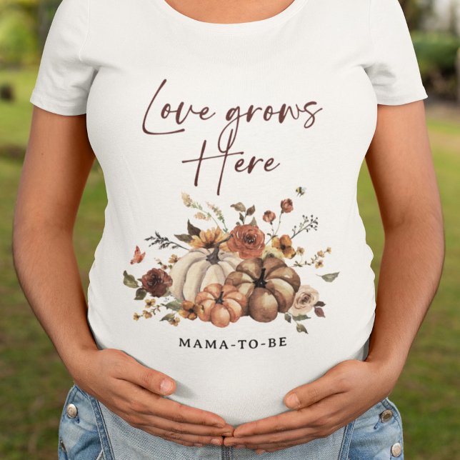T-shirt Love Grows Here Pumpkin Fall Baby Shower (Créateur téléchargé)