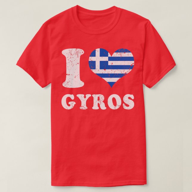 T-shirt Love Gyros Grec Food Grèce Drapeau (Design devant)
