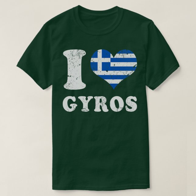 T-shirt Love Gyros Grec Food Grèce Drapeau (Design devant)