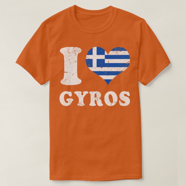 T-shirt Love Gyros Grec Food Grèce Drapeau (Design devant)