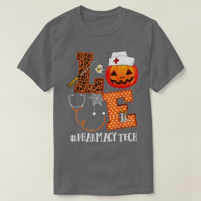 T-shirt Love Halloween Pharmacie technologie vie (Design devant)