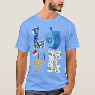 T-shirt Love Hanoukka Décorations Dreidel Menorah Chanukah