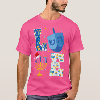 T-shirt Love Hanoukka Décorations Dreidel Menorah Chanukah