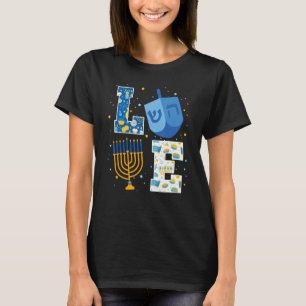 T-shirt Love Hanoukka Décorations Dreidel Menorah Chanukah