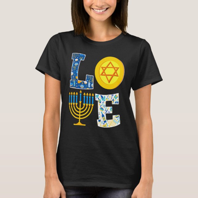 T-shirt Love Hanukkah   Chanukah Menorah Pajama Matching F (Devant)
