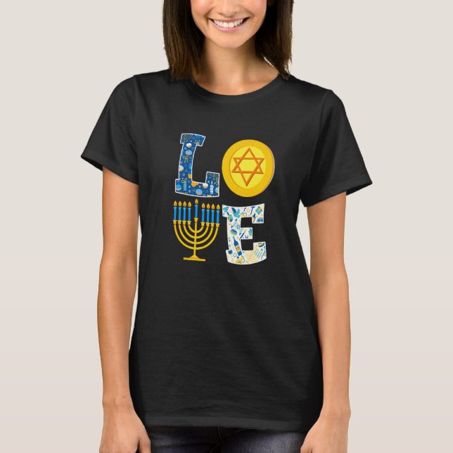 T-shirt Love Hanukkah  Chanukah Menorah Pajama Matching Fa (Devant)