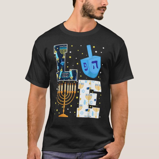 T-shirt LOVE Hanukkah Decorations Dreidel Menorah 2022 Cha (Devant)