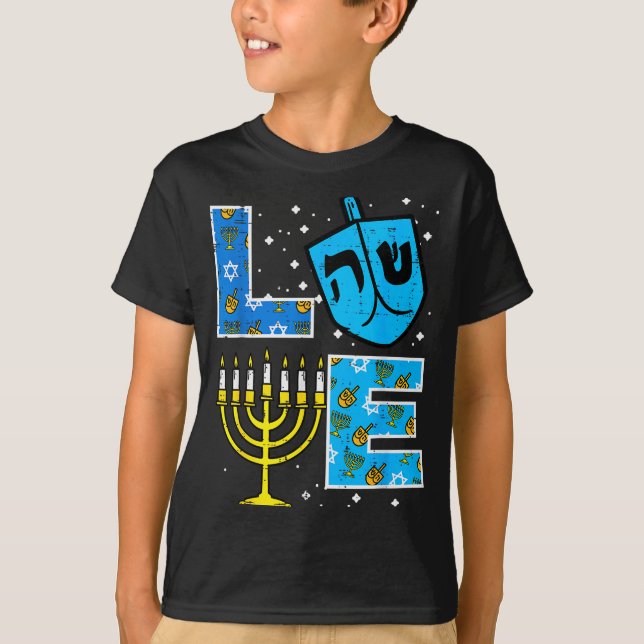T-shirt Love Hanukkah Dreidel Menorah Jewish Chanukah Men  (Devant)