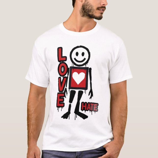 T-shirt Love Hate Inspiré Graphique  (Devant)