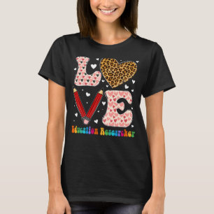 T-shirt Love Heart Education Chercheur Leopard Plaid Vale