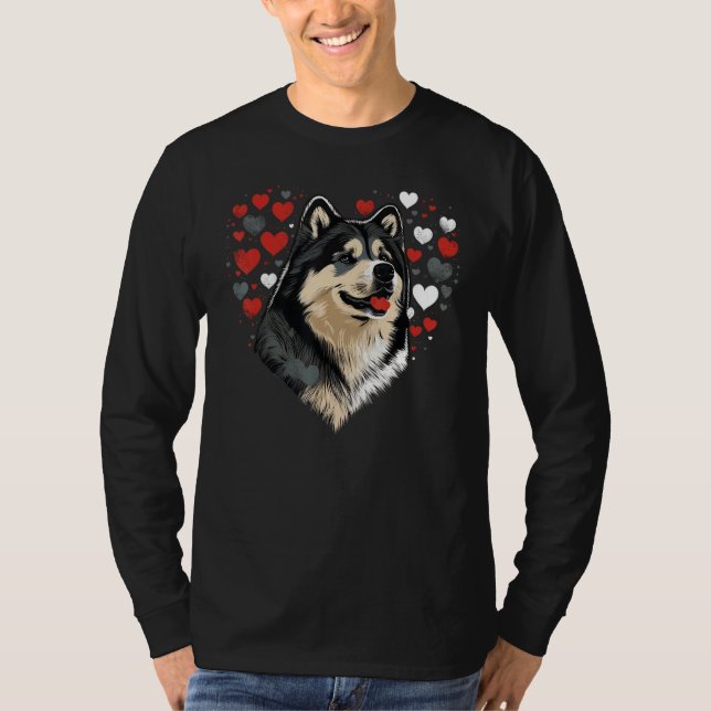 T-shirt Love Heart for Valentines Day on Alaskan Malamute  (Devant)