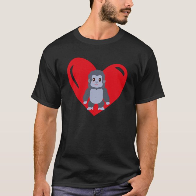 T-shirt Love Heart Graphic Saint Valentin Gorilla Boys Ki (Devant)