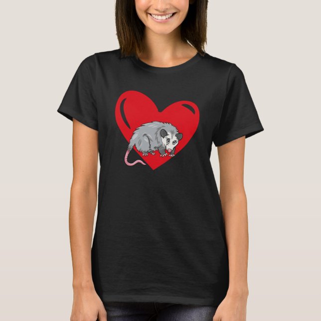 T-shirt Love Heart Graphic Valentine's Day Possum Boys Kid (Devant)