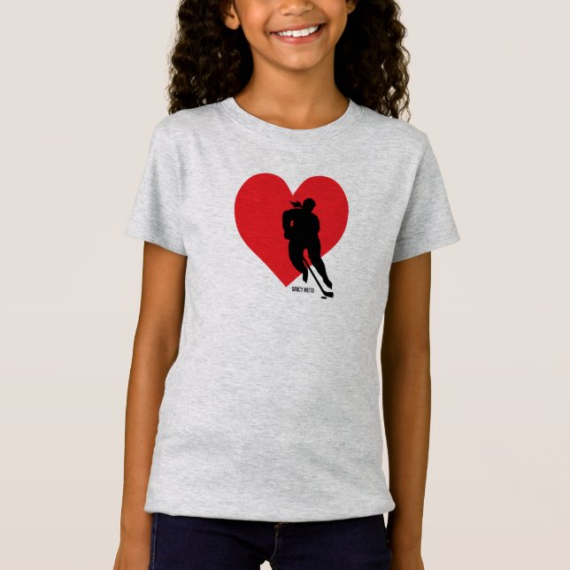 T-Shirt Love Heart Hockey Girls (Devant)