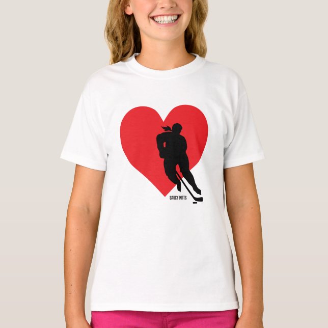 T-shirt Love Heart Hockey Girls Hockey (Devant)