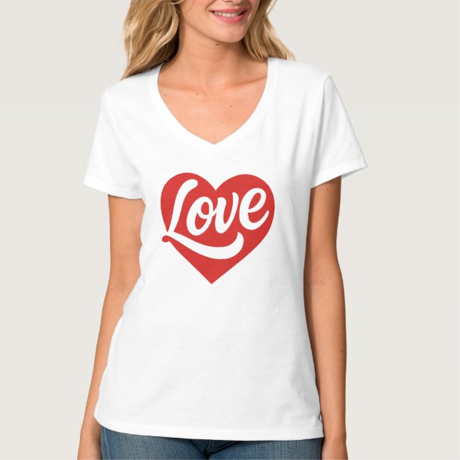 T-shirt Love Heart Logo – Red Romantic Symbol (Devant)