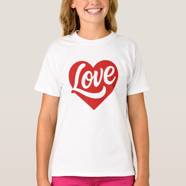 T-shirt Love Heart Logo – Red Romantic Symbol (Devant)
