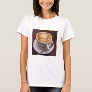 T-shirt Love Heart London Cappuccino Coffee Cup Mu