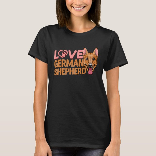 T-shirt Love Heart Paw German Shepherd Dog K9 (Devant)