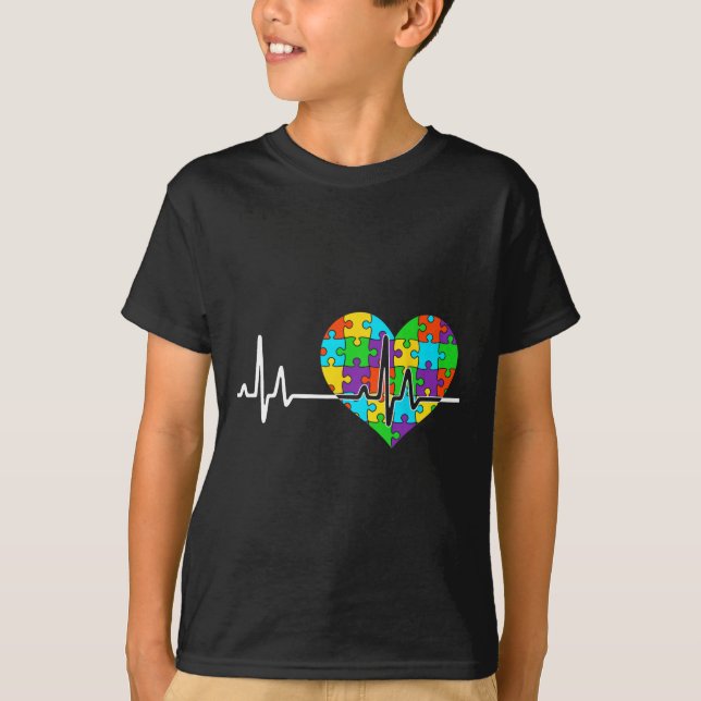 T-shirt Love Heart Puzzle Acceptation Hommes Femmes Enfant (Devant)