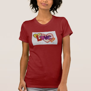 T-shirt Love Heart Rings Parties scintillant Mot Inspirati