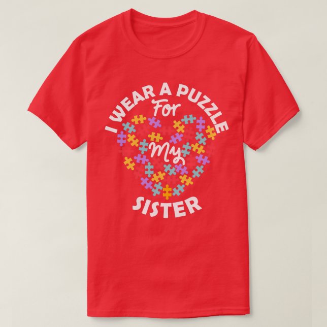 T-shirt Love Heart Sensibilisation sur l'autisme Je Porte  (Design devant)